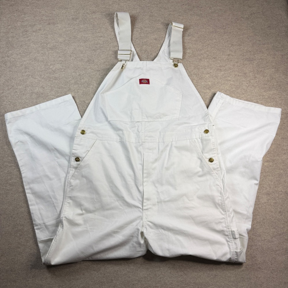 Dickies Mens White Cotton Duck Bib Overalls Painter Carpenter 36x30